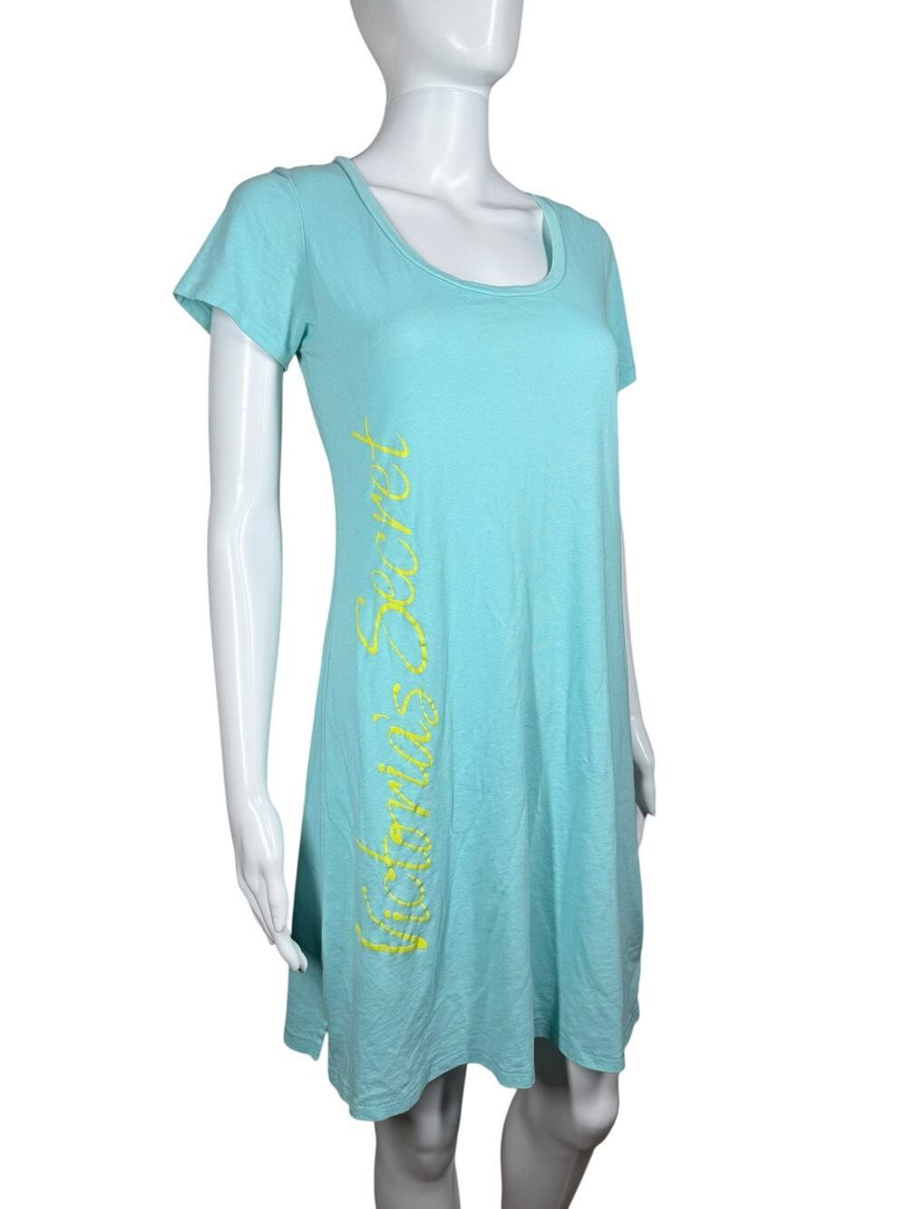 Victoria's Secret y2k Logo Neon Blue Green Yellow Sleep Shirt Nightgown Medium